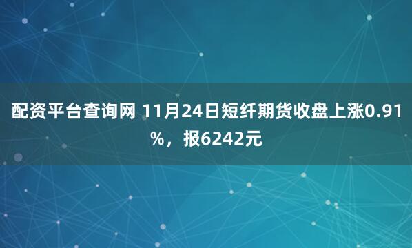 配资平台查询网 11月24日短纤期货收盘上涨0.91%，报6242元